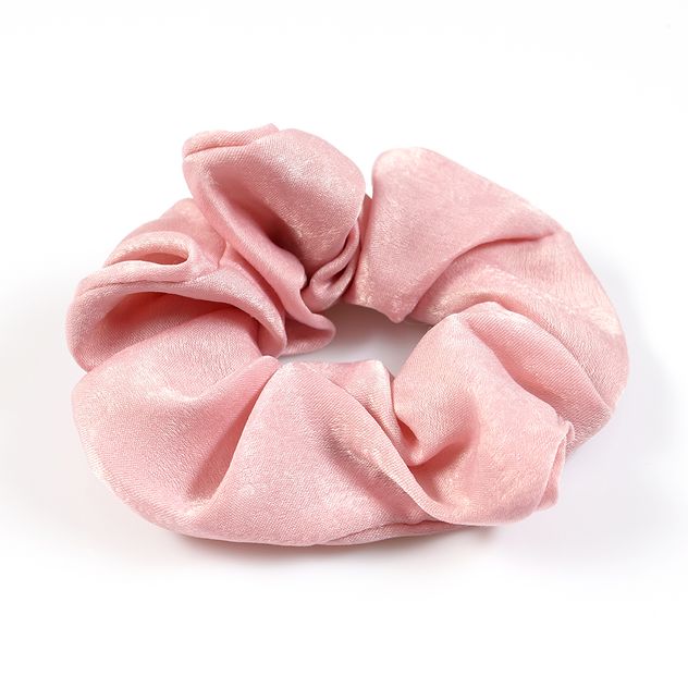 Scrunchie voluminos din material catifelat roz pastel