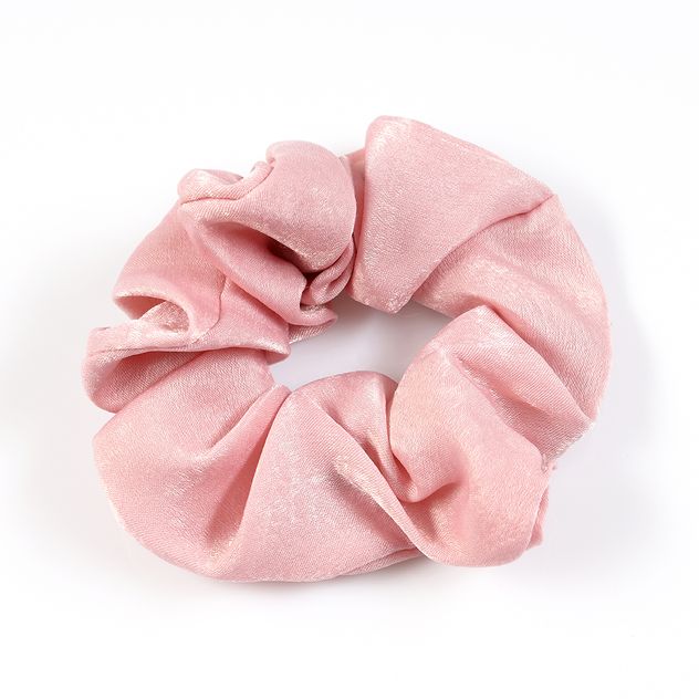 Scrunchie voluminos din material catifelat roz pastel