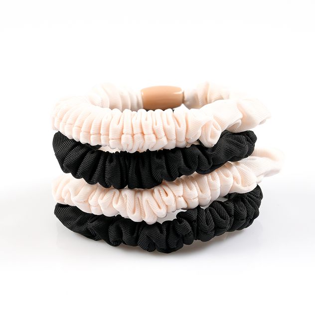 Set 4 elastice de par negre si ivory