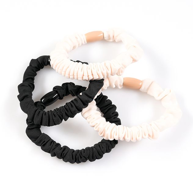 Set 4 elastice de par negre si ivory