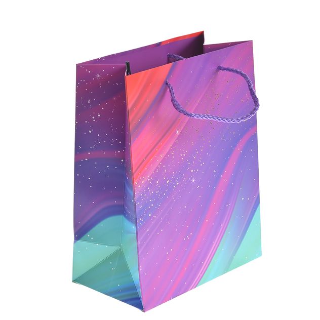 Punga de cadou multicolora cu stele 18 x 23 cm