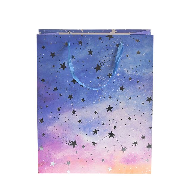 Punga de cadou multicolora cu stele 26 x 32 cm