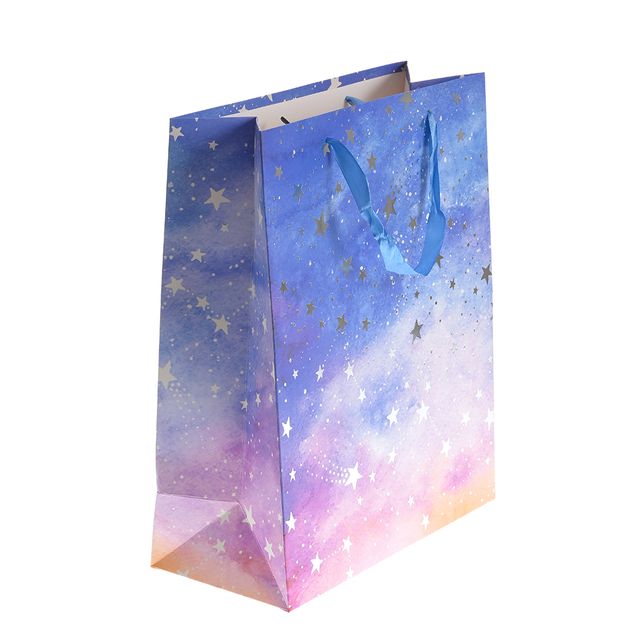 Punga de cadou multicolora cu stele 26 x 32 cm