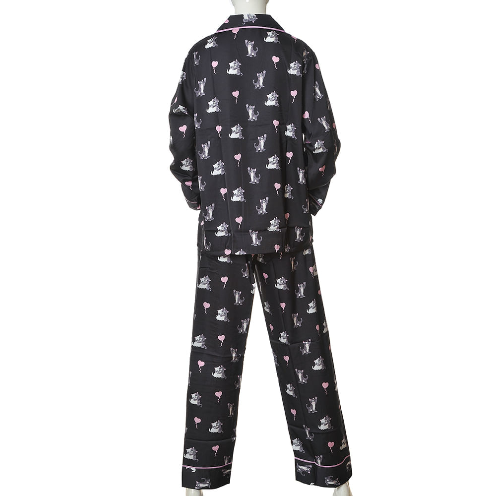 Pijama neagra cu pisicute - imagine 6