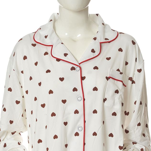 Pijama alba cu inimi