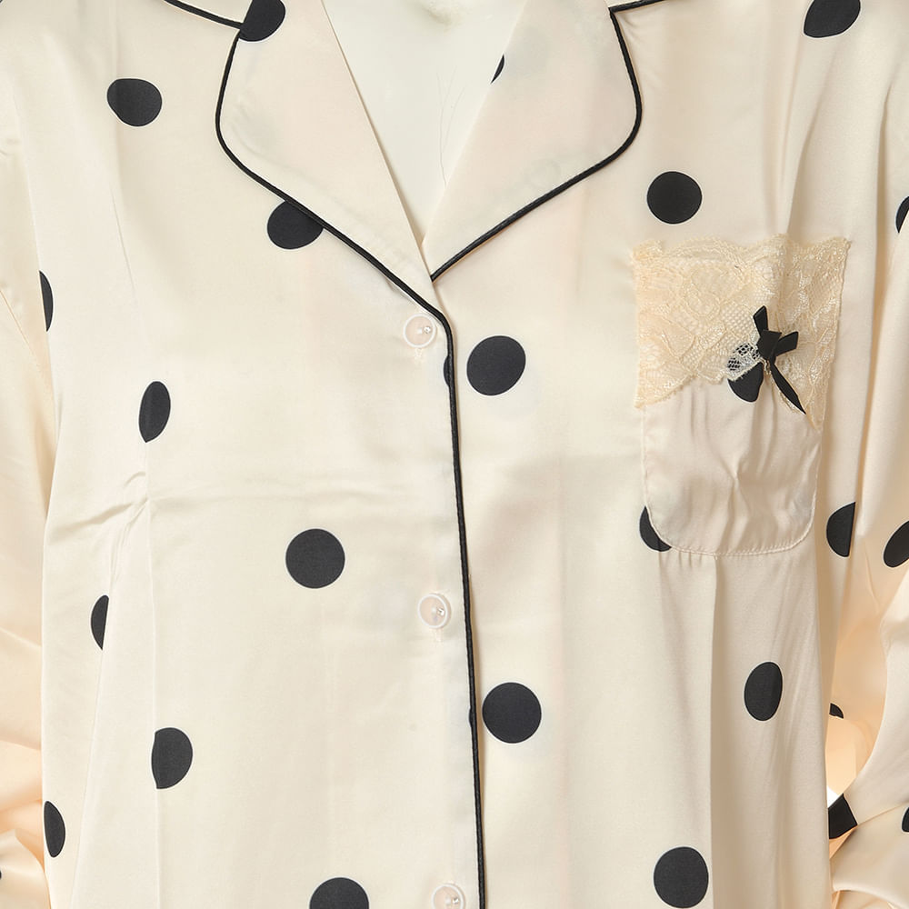 Pijama crem cu buline - 4 | YEO