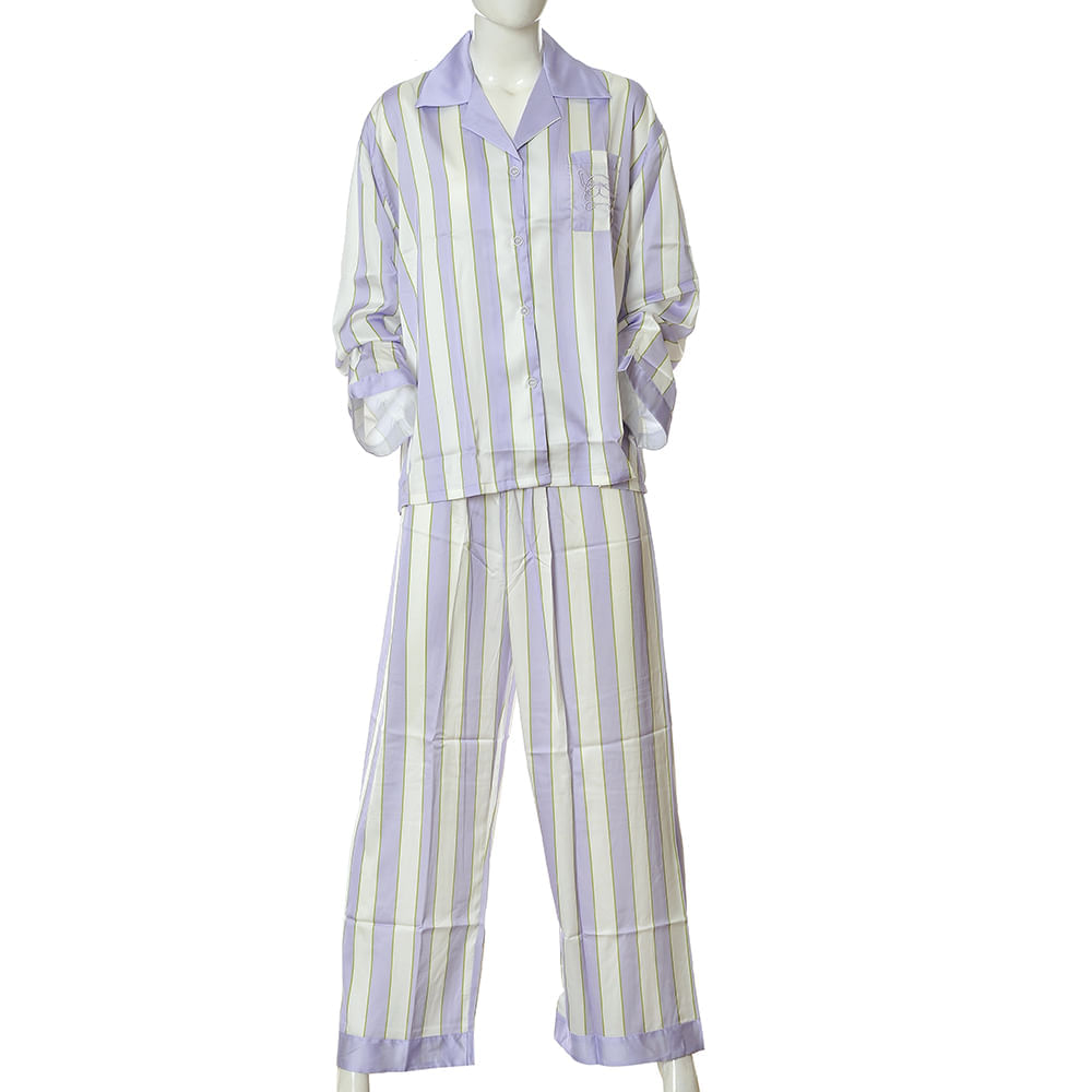 Pijama mov cu maneci lungi - 3 | YEO