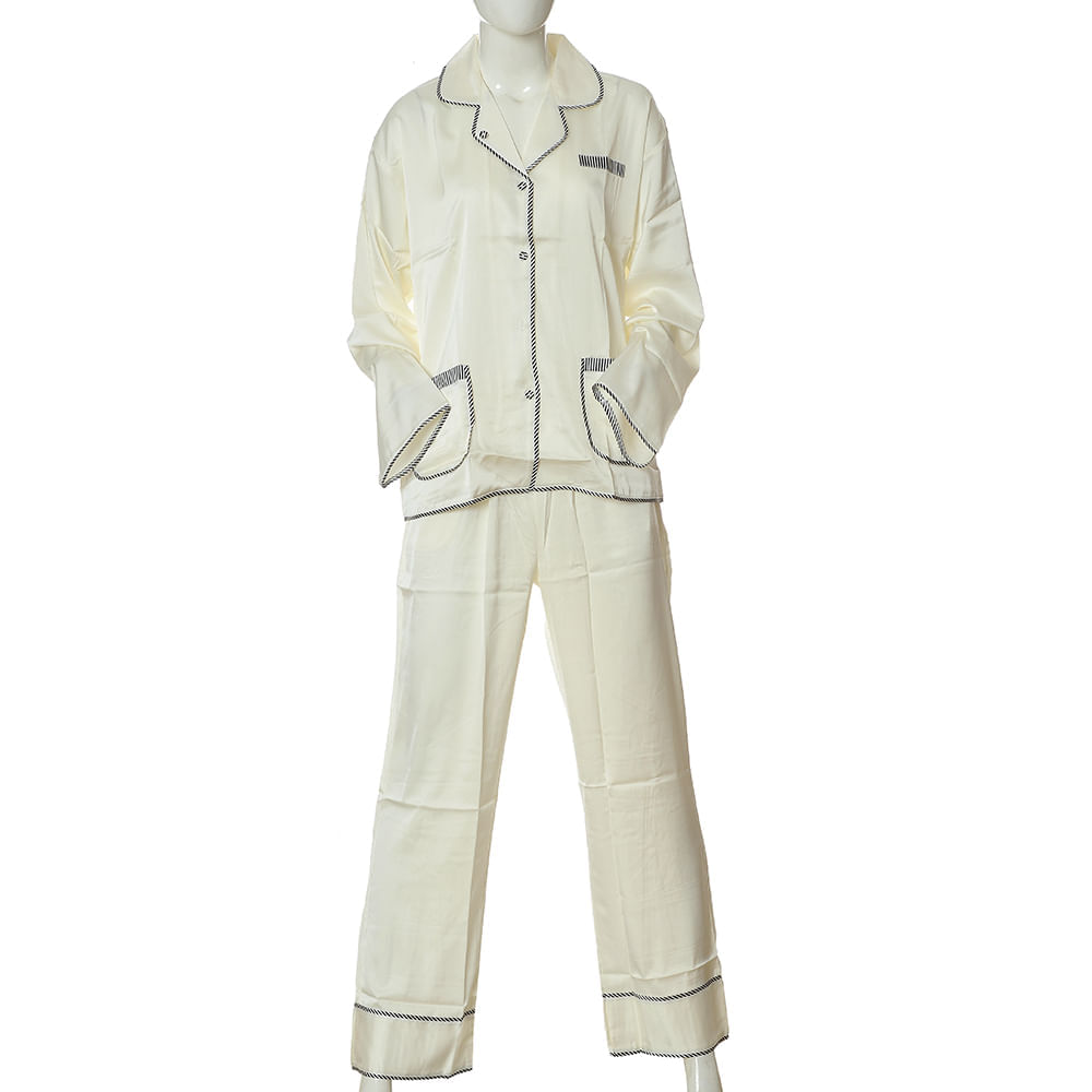 Pijama alba cu maneci lungi - 3 | YEO