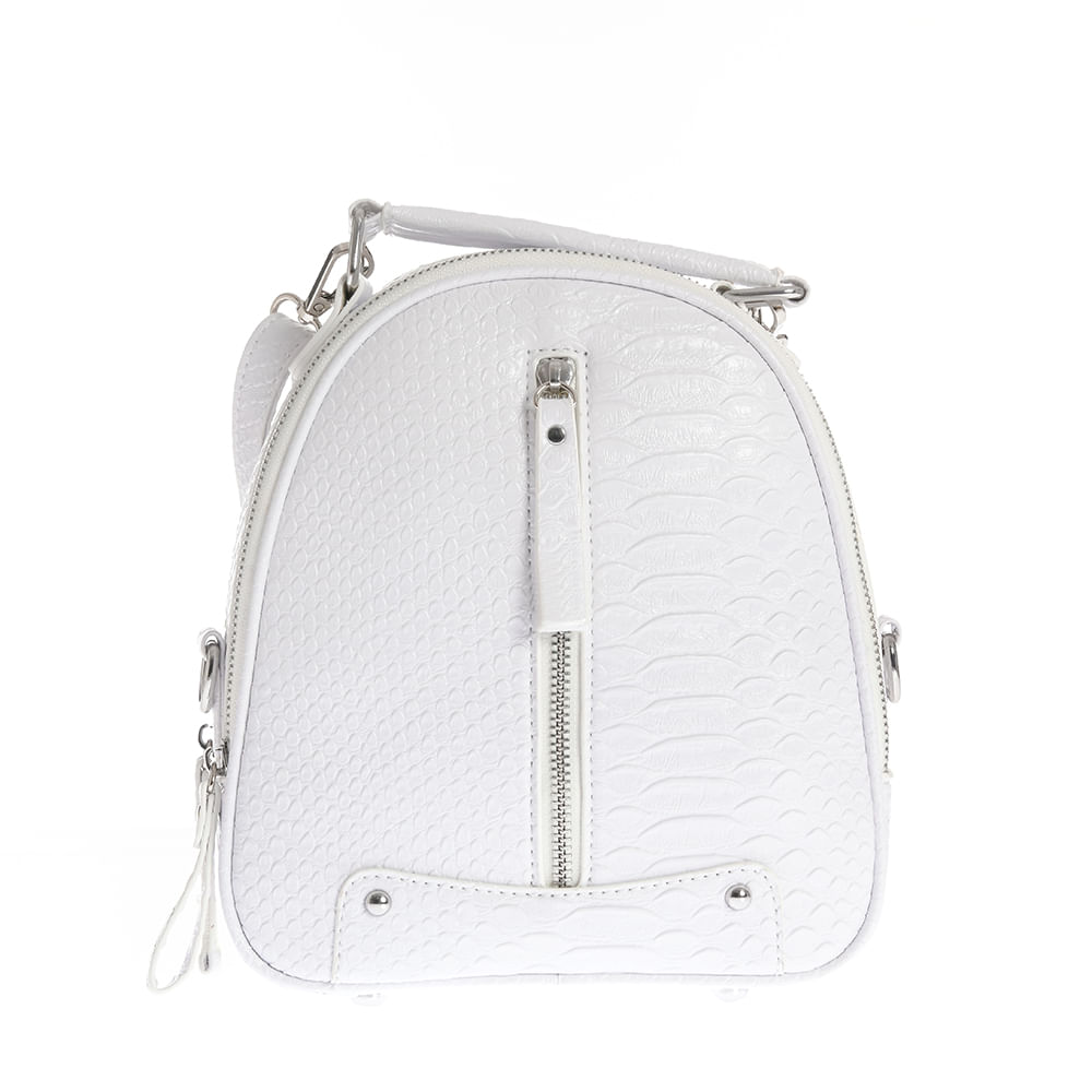 Rucsac alb cu fermoar decorativ