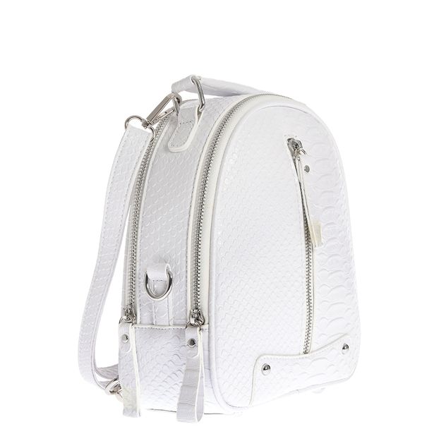 Rucsac alb cu fermoar decorativ