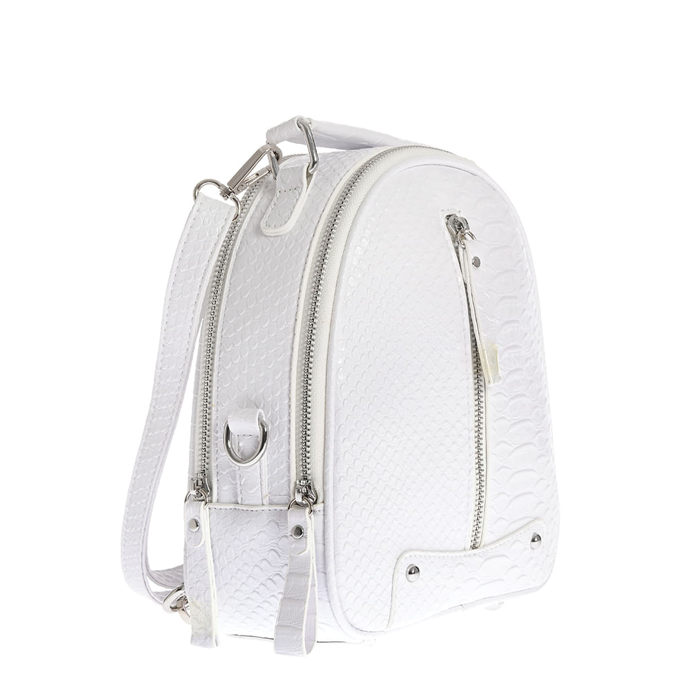 Rucsac alb cu fermoar decorativ - 1 | YEO