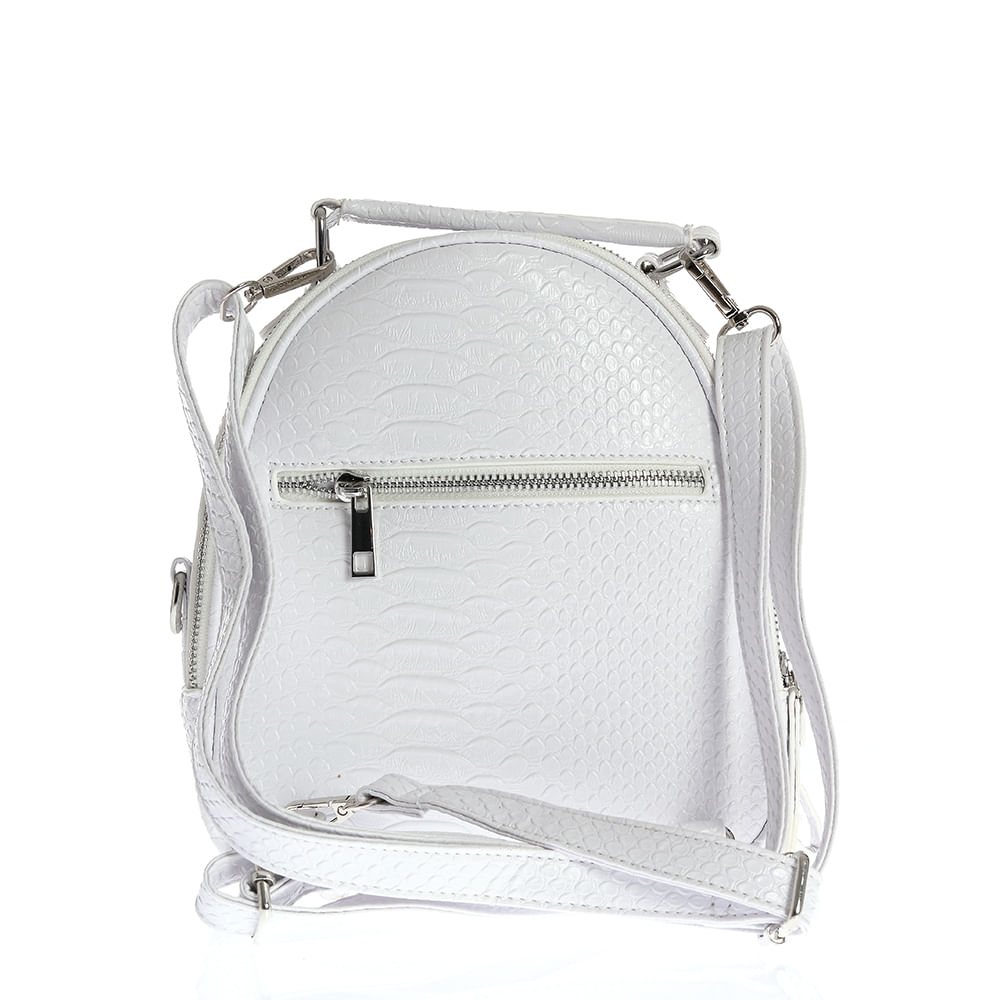 Rucsac alb cu fermoar decorativ - 2 | YEO