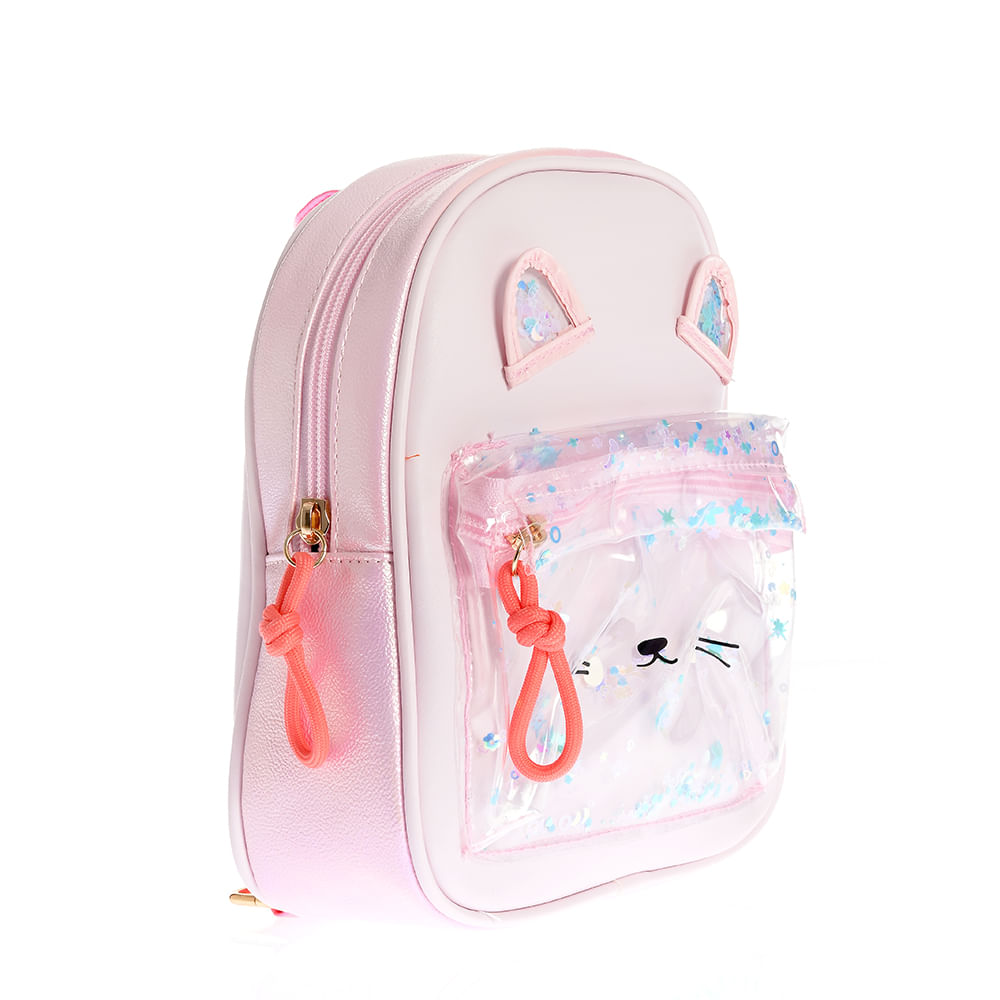 Rucsac roz cu buzunar transparent - 1 | YEO