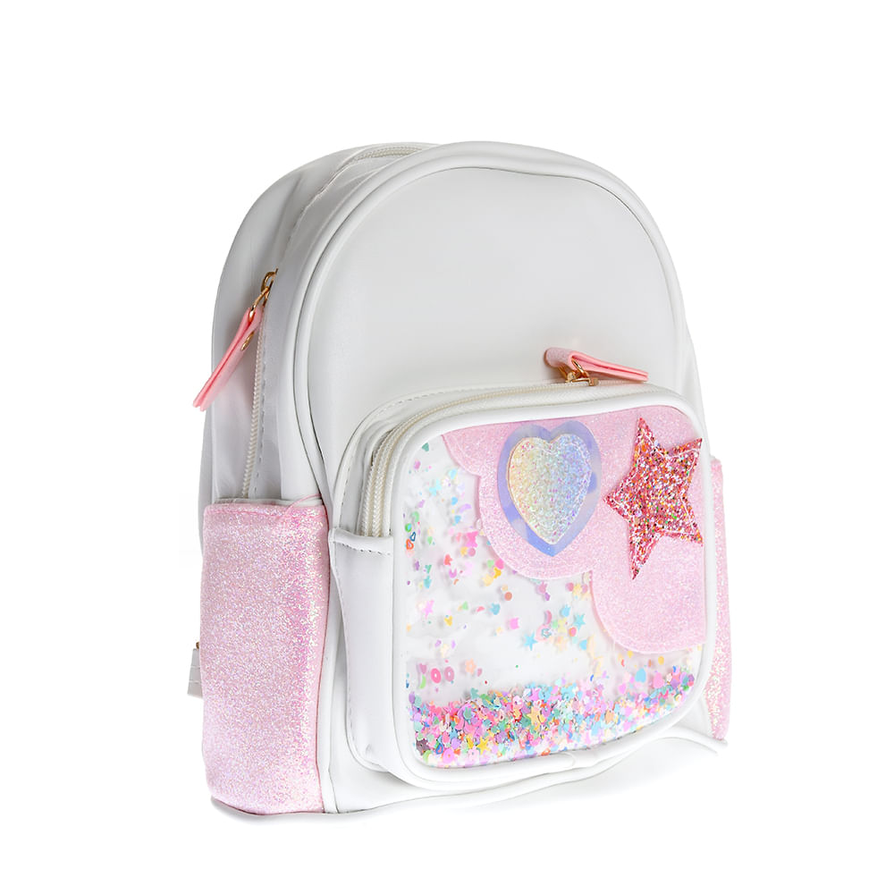 Rucsac alb cu stele multicolore - 1 | YEO