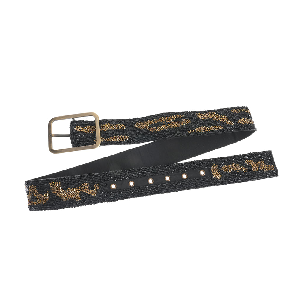 Curea neagra cu margele aurii - 3 | YEO