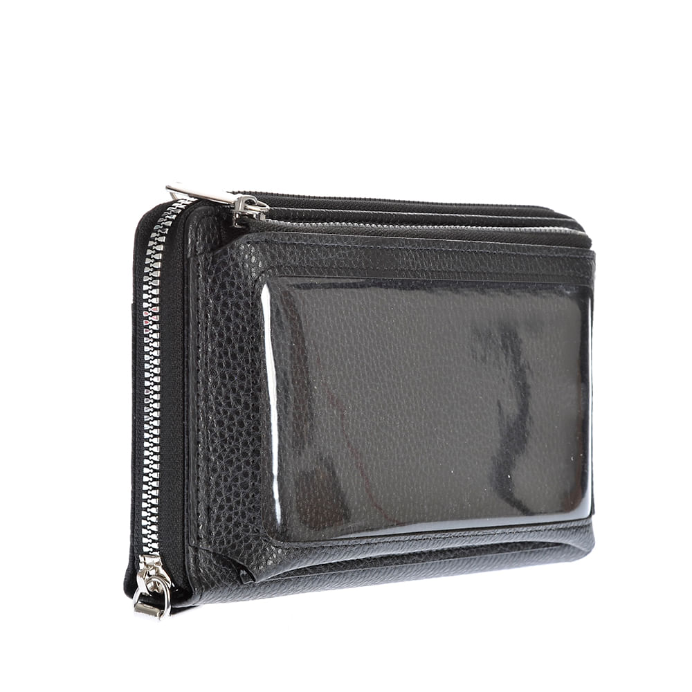 Portofel negru din piele ecologica cu buzunar transparent - 1 | YEO