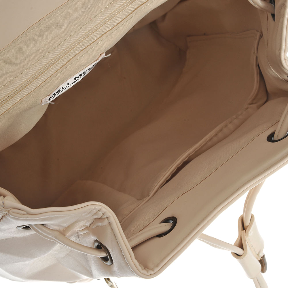 Rucsac crem din piele ecologica cu snur - 3 | YEO