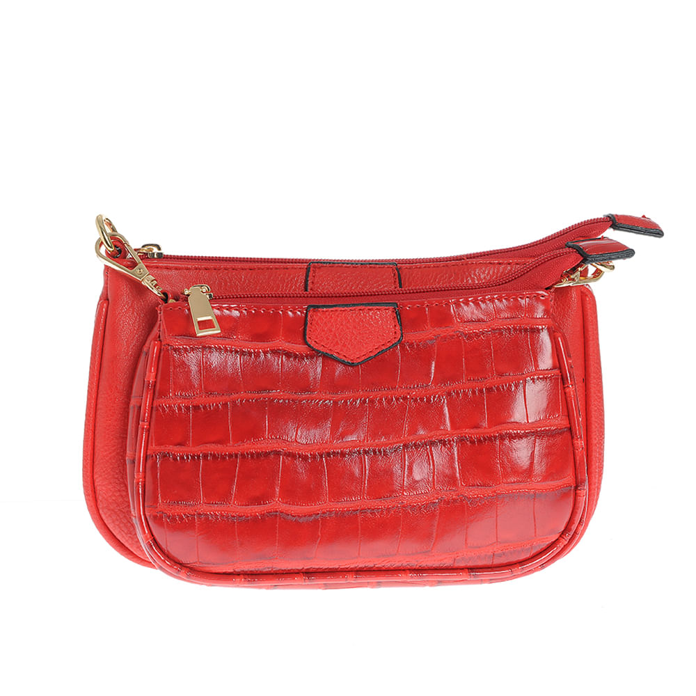 Geanta crossbody rosie cu doua compartimente