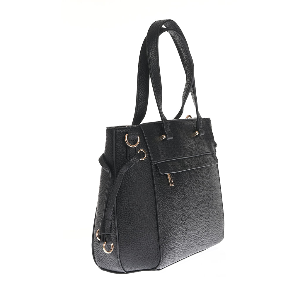 Geanta neagra din piele ecologica cu manere fixe - 2 | YEO