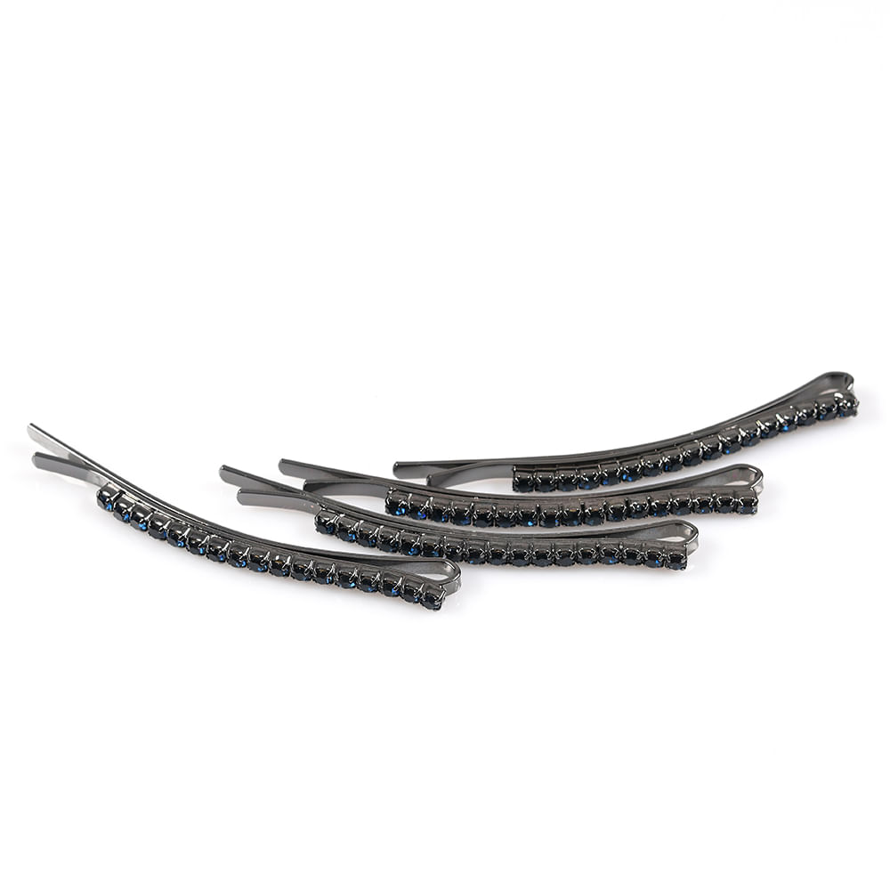 Set 4 agrafe de par cu pietre albastre