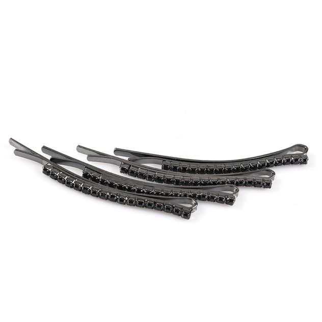 Set 4 agrafe par negre cu pietre stralucitoare