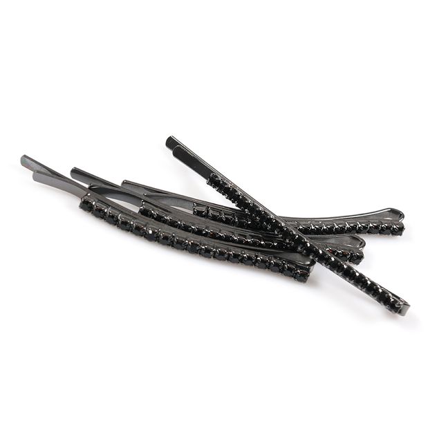 Set 4 agrafe par negre cu pietre stralucitoare