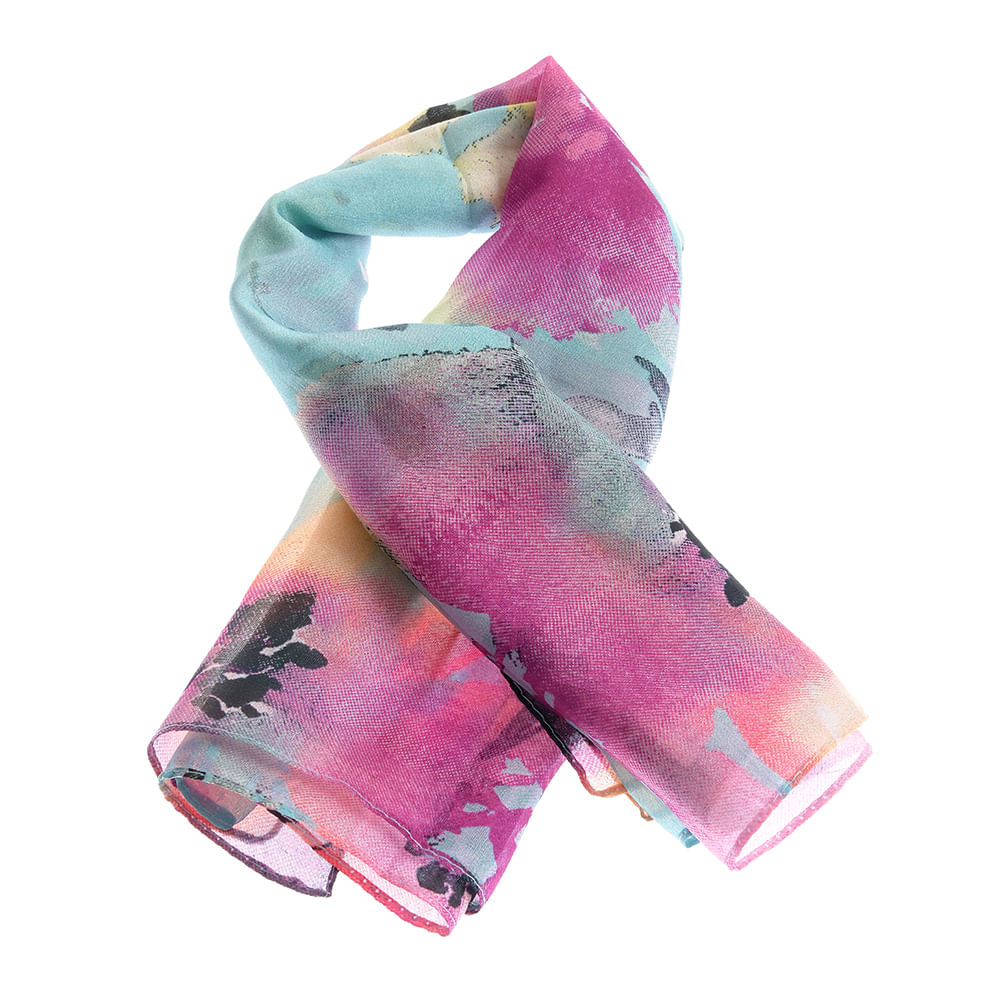 Esarfa din matase cu imprimeu floral 50 x 50 cm