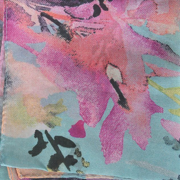 Esarfa din matase cu imprimeu floral 50 x 50 cm