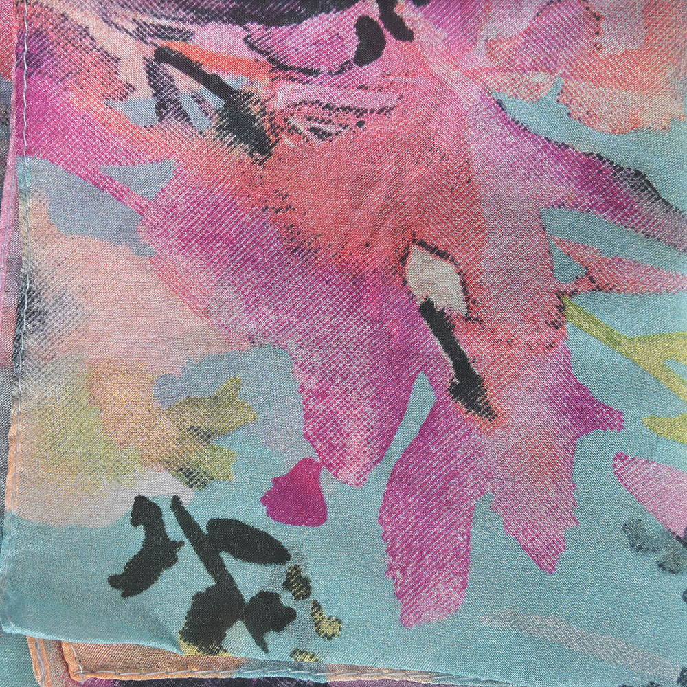 Esarfa din matase cu imprimeu floral 50 x 50 cm - 1 | YEO