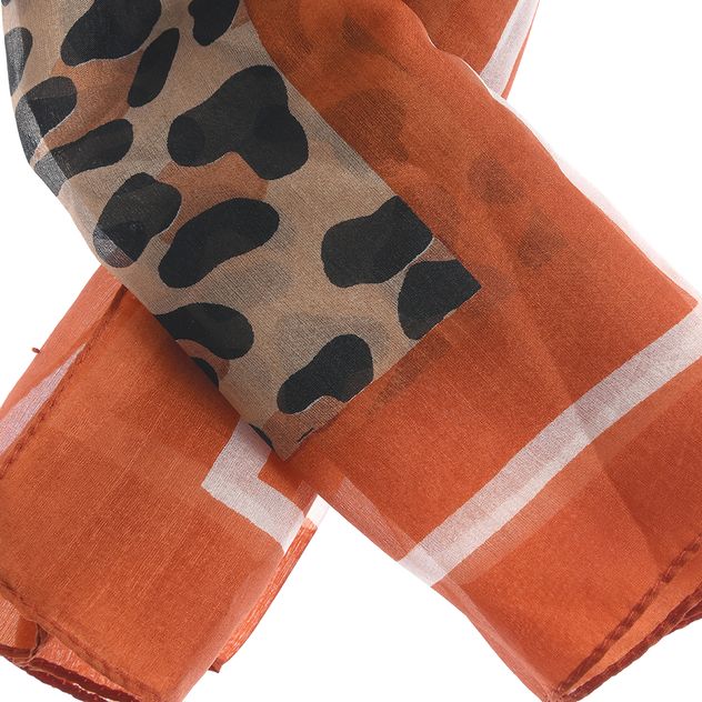 Esarfa maro din matase cu model animal print 50 x 50 cm