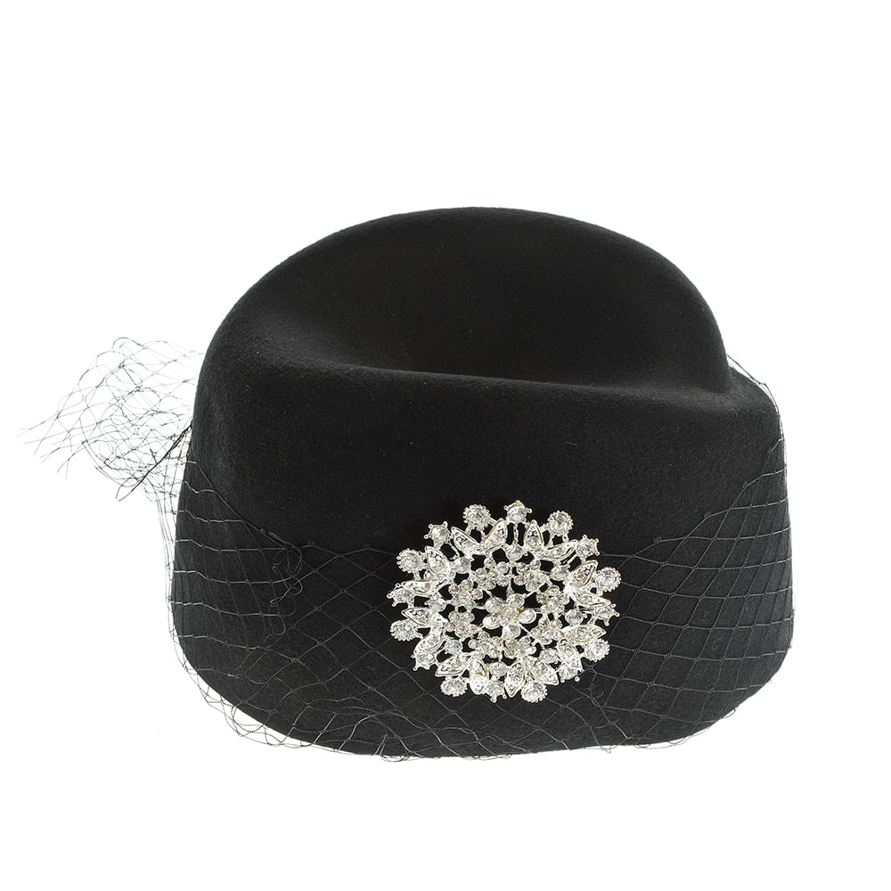 Toca neagra cu plasa si accesoriu elegant - 1 | YEO