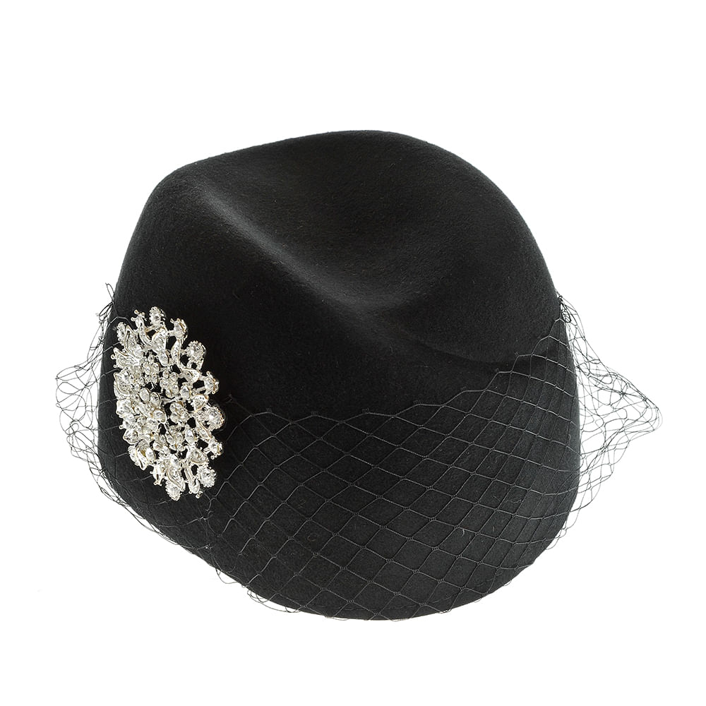 Toca neagra cu plasa si accesoriu elegant - 2 | YEO