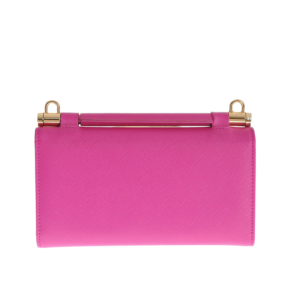 Portofel fucsia cu bareta detasabila si accesorii aurii - 3 | YEO