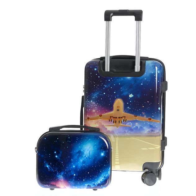 Set troler si geanta de voiaj cu imprimeu avion