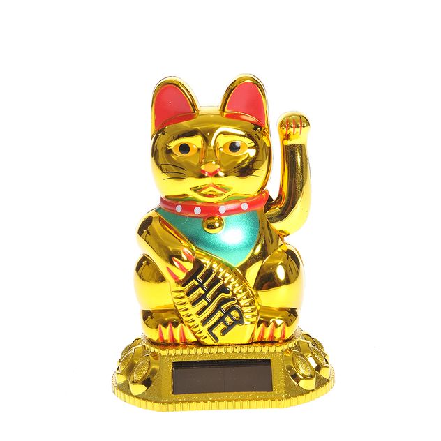 Decoratiune feng shui pisica chinezeasca aurie