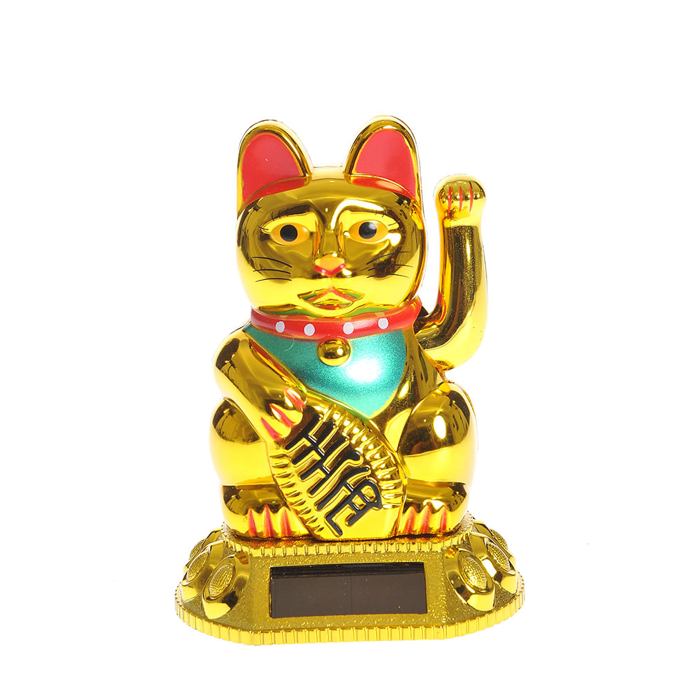 Decoratiune feng shui pisica chinezeasca aurie
