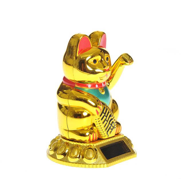 Decoratiune feng shui pisica chinezeasca aurie