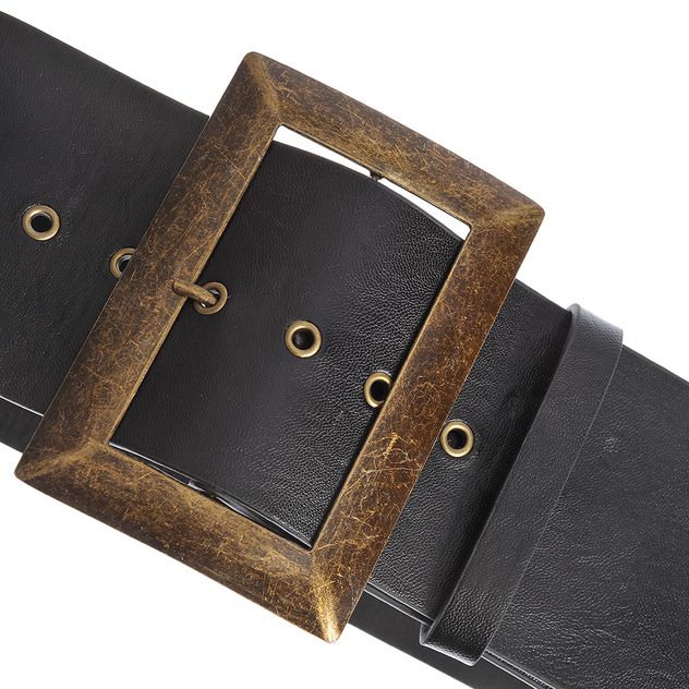 Curea neagra statement cu catarama bronz antichizat