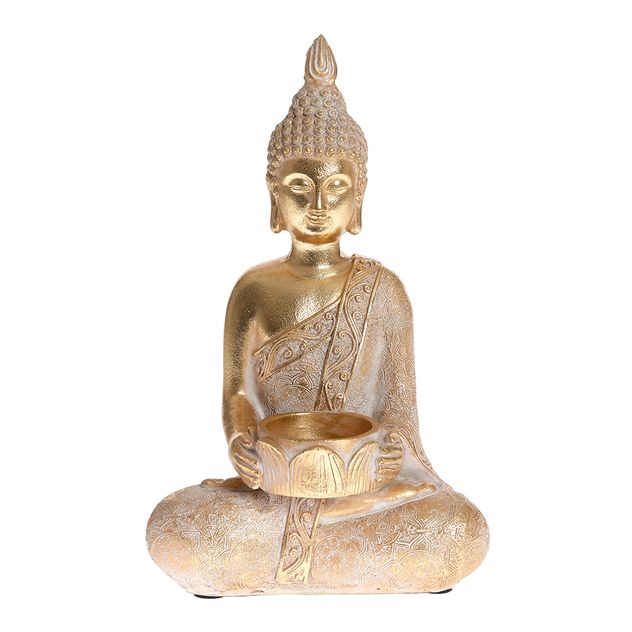 Statueta decorativa Buddha auriu in pozitie de meditatie 26 cm