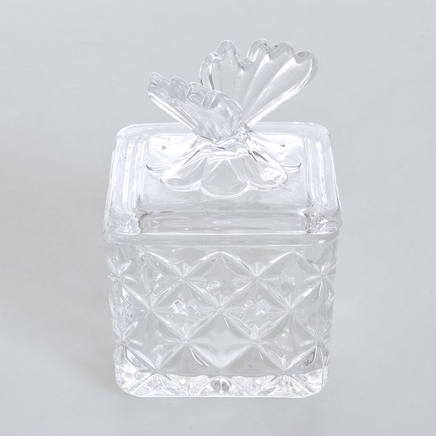 Recipient patrat din sticla cu capac 11.5 cm
