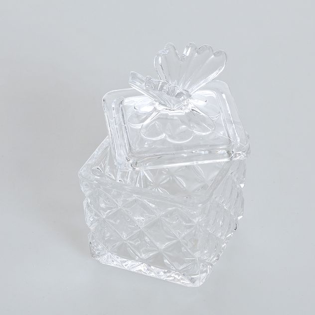 Recipient patrat din sticla cu capac 11.5 cm