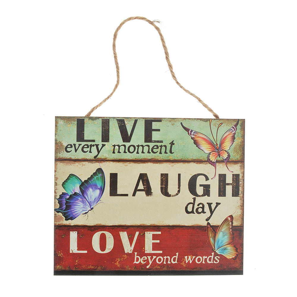 Tablou decorativ cu mesaj inspirational Live Laugh Love