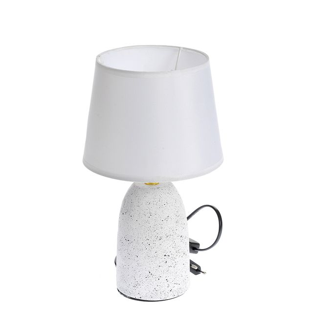 Lampa de masa cu baza ceramica si abajur alb