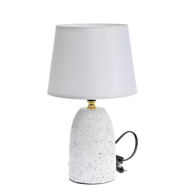 Lampa de masa cu baza ceramica si abajur alb