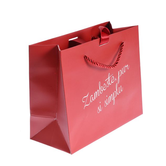 Punga de cadou rosie cu mesaj 18 cm