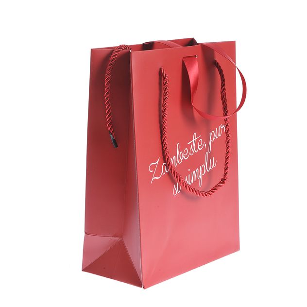 Punga de cadou rosie cu mesaj 25 cm