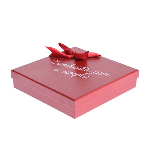 Cutie de cadou rosie cu mesaj 16 cm