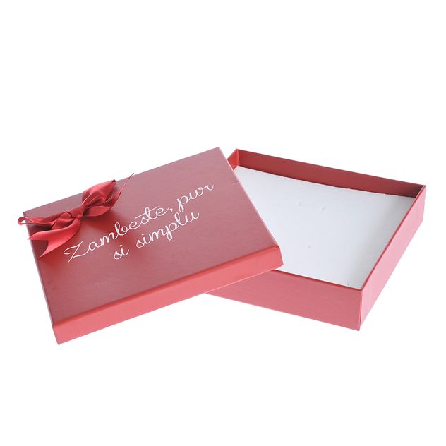 Cutie de cadou rosie cu mesaj 16 cm