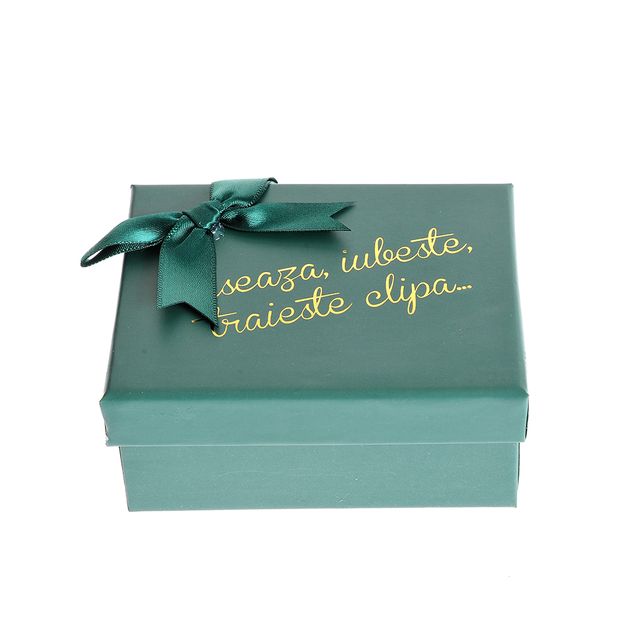 Cutie de cadou verde cu mesaj 10 cm