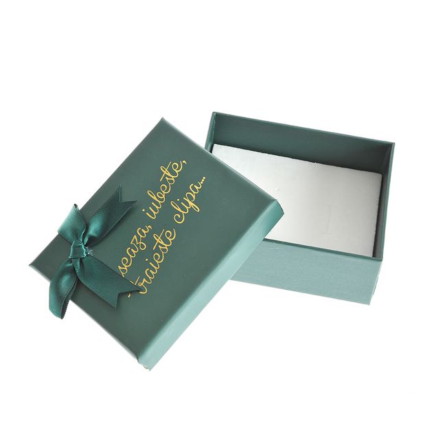 Cutie de cadou verde cu mesaj 10 cm